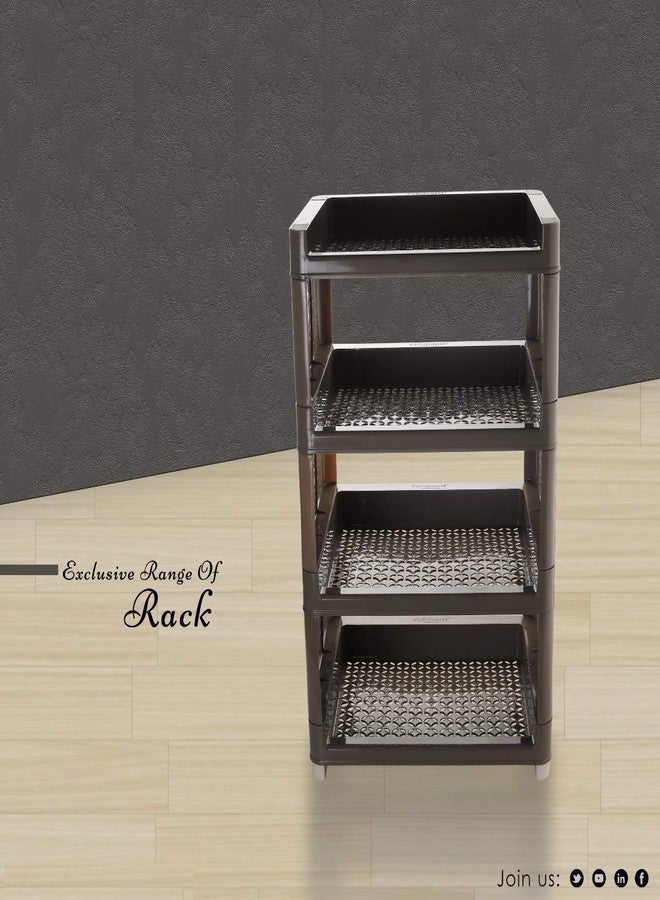 KAVID 4 Layer Plastic Kitchen Storage Shelf Book Storage Display Rack Shelf Cabinet Unit Organizer for Living Room, Study Room(Dark Brown) - Image 2